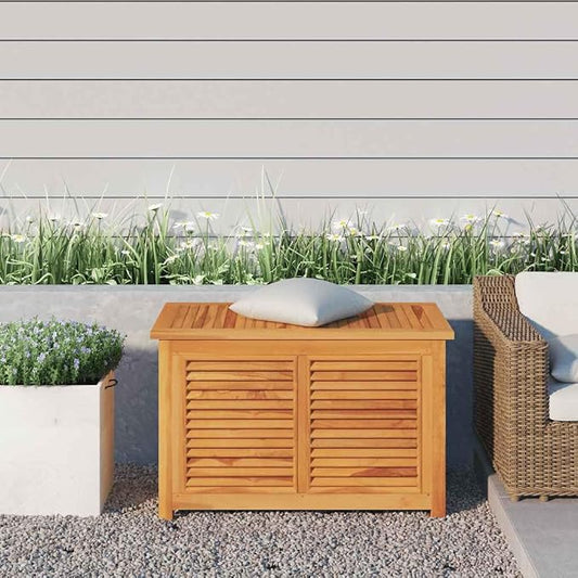 Garden Storage Box Warm teak Solid teak wood, PE,Rustic Garden Storage Box with Large Capacity and Ventilated Design – for Outdoor Use Storage Boxes