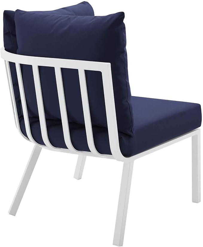 Modway Riverside 4 Piece Outdoor Patio Aluminum Set, 114 x 61.5 x 28, White Navy