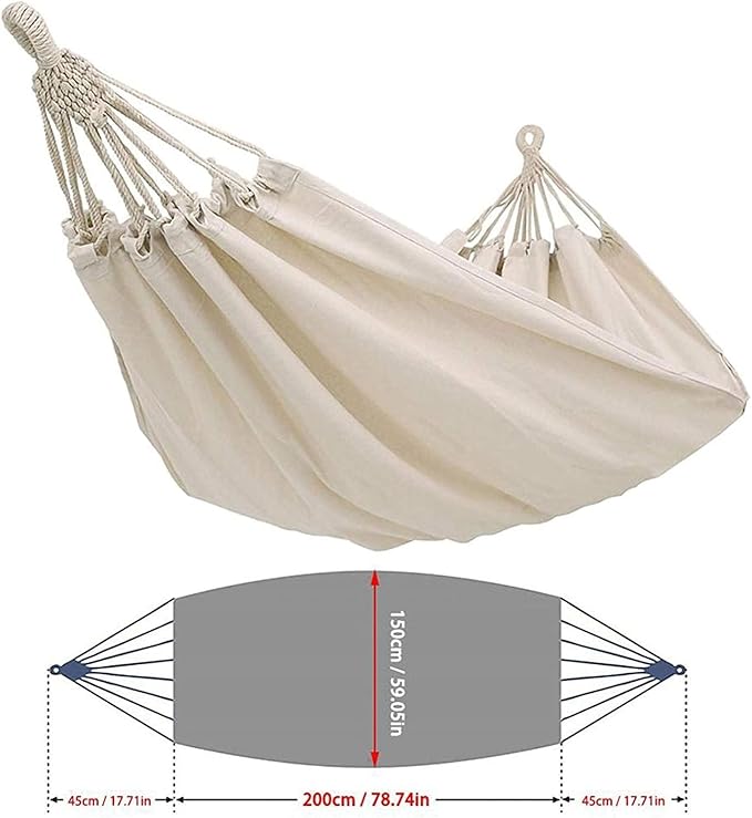 Camping Hammock Bed Outdoor Double Hammock Camping Rope Swing Chair Canvas Hammocks for Terrace Travel Hiking Indoor Home Decor Hammock Swing