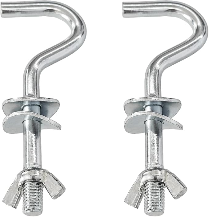 2Pcs Heavy-Duty Metal Hammock Replacement Hooks, 3/8 Inch Diameter, Fits 1-1/4 to 2 Inch Long Holes on Hammock Stands, Hammocks Hooks for Indoor and Outdoor Use