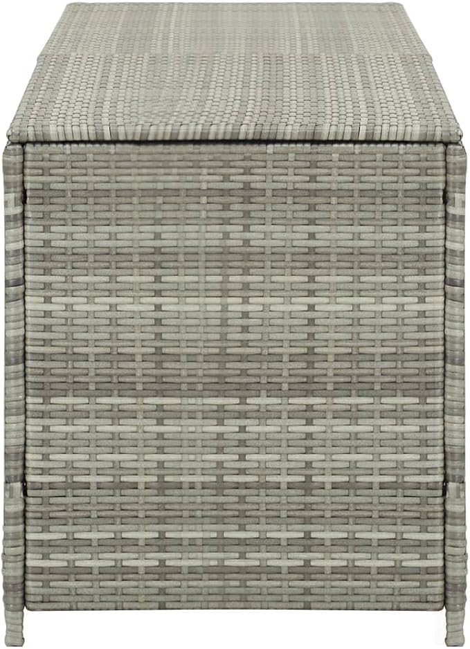 Patio Storage Box Deck Storage Box Outdoor Storage Box Indoor Wicker Storage Bin for Patio Furniture Cushions, Pillows, Garden Tools, Poly Rattan Gray, 78.7"x19.6"x23.6" -AA
