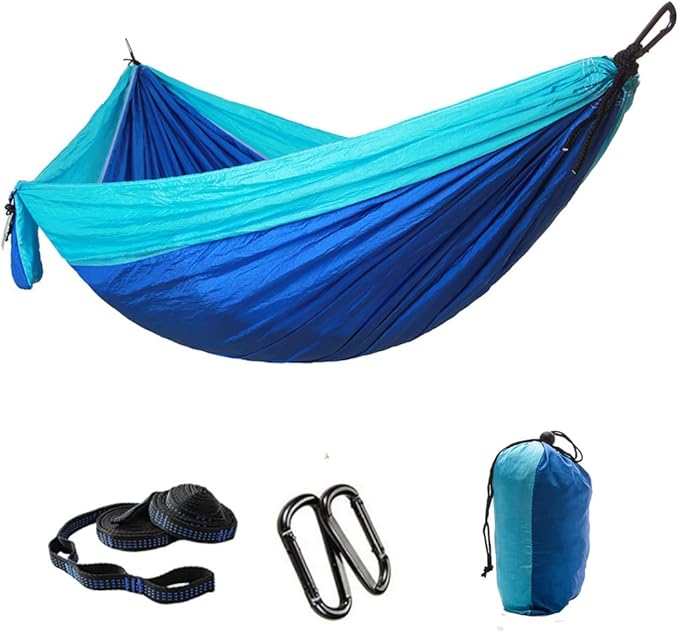NOBRIM Camping Hammock Light Portable Hammock Nylon Color Matching Hammock Outdoor High Capacity for Double Person Recreation Vacation
