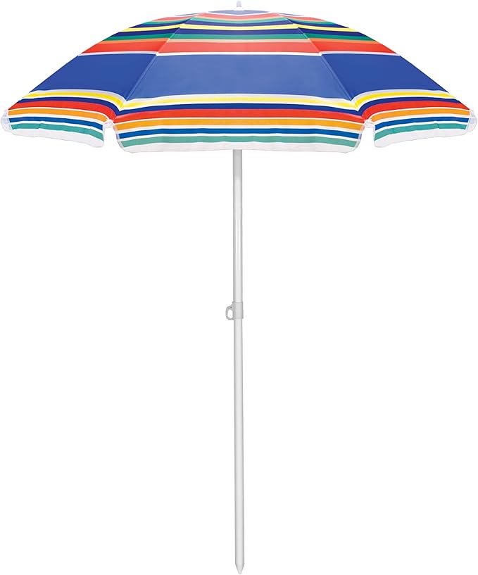 ONIVA - a Picnic Time brand 5 Ft. Portable Beach Umbrella, Lightweight Sun Shade Umbrella with Adjustable Tilt and UV Sun Protection