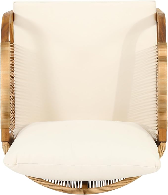 Merax Outdoor Acacia Wood Wicker Patio Club Chair,Set of 2,Conversation Set,Faux Rattan Accents