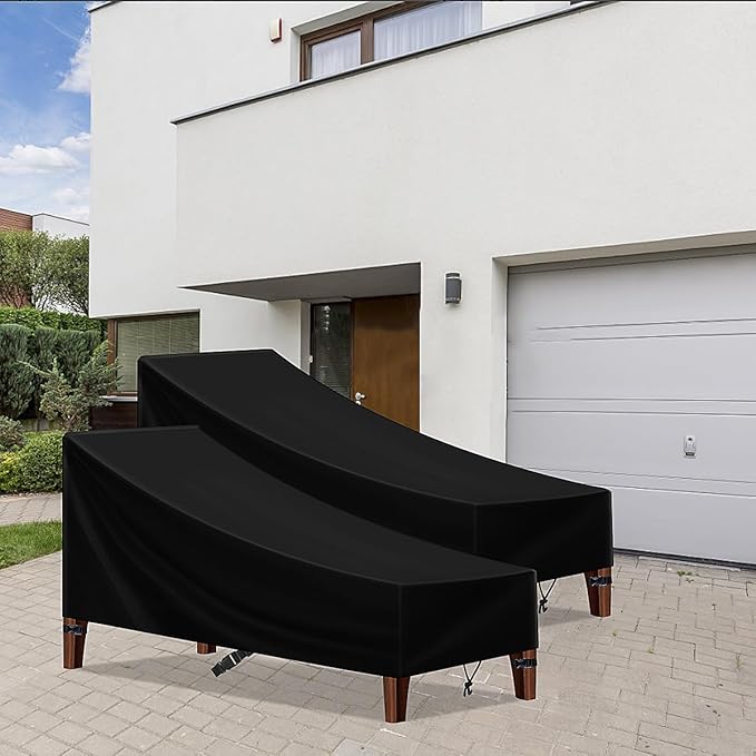 Outdoor Chaise Lounge Cover for KidKraft Backyard Furniture Chair, Waterproof Kids Patio Furniture Cover for Kid Pets - 37" L x 20" W x 19" H, Black