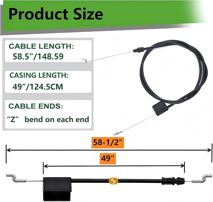 104-8677 Brake Control Cable fits Toro 22" Recycler Lawn Mower Replaces 290-935 1048677 20001 20003 20005 20009 Replaces 104 8677 290-935 Lawn Mower Brake Cable
