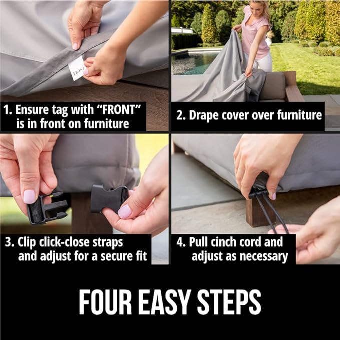 GORILLA GRIP Waterproof Large Outdoor Patio Sofa Cover, 3 Seater 90 Inch, Heavy Duty 600D Furniture Covers Sets for Winter, Keep Cushions Dry, Protects from Sun, Snow, Rain, Windproof, UV Coated