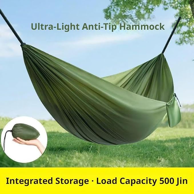 Camping Hammock Lightweight Portable Double Swing with 2 Tree Straps, Heavy Duty Parachute Nylon Bed for Backpacking Hiking Beach, Outdoor Essentials for Backyard Patio Camping Gear (Royal Blue)