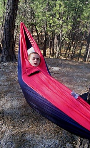 Hammock Bliss Single - Camping Hammock - Camping Essentials, Portable Hammock - The Longest Single Hammock On Earth for Outside, Hiking, and Travel (Navy/Red)