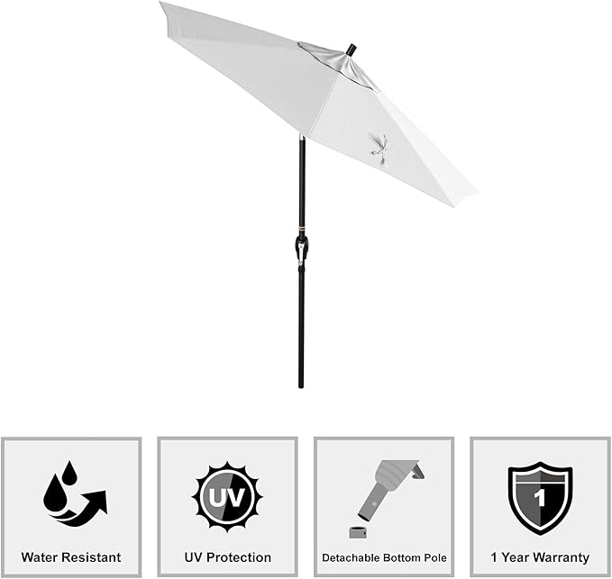 California Umbrella 7.5' Round Aluminum Market Umbrella, Crank Lift, Push Button Tilt