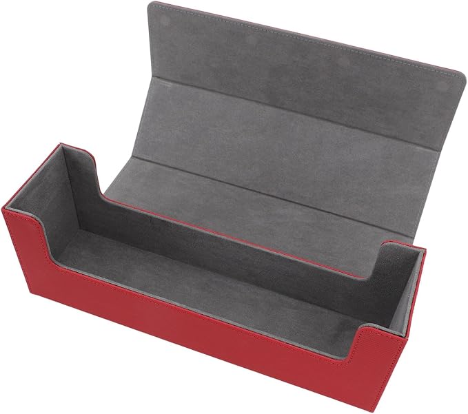 Alomejor PU Leather Card Storage Box, Large Capacity Magnetic Closure Deck for 400+ Cards with Felt Lining, Elegant Design for Tarot and Game Cards (Red)