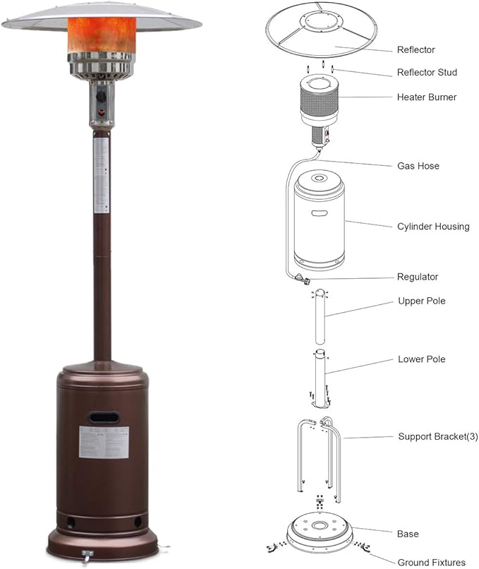 Giantex Patio Heater, 50,000 BTU Steel Propane Heater Lp Gas W/Accessories, Floor-Standing Commercial Outdoor Heater (Bronze)