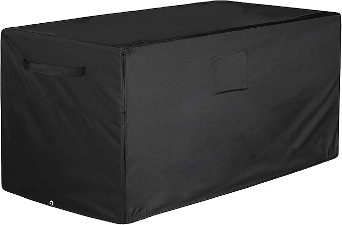 Femuar Deck Box Cover 100% Waterproof Heavy Duty Patio Ottoman Cover, Outdoor Anti-UV Patio Storage Box Covers (63" L x 25" W x 28" H) Black