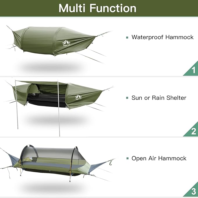Night Cat Flat Lay Hammock Tent with Trekking Poles for 1 Person Flat Lay Hammock Tent Combo Set