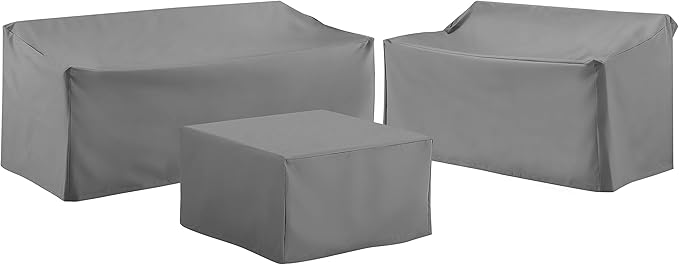 Crosley Furniture Patio Furniture Covers, Waterproof 3-Piece Cover Set for Outdoor Sectional Sofa Sets, Gray