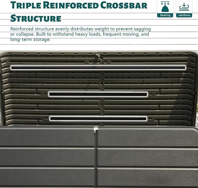 160 Gallon Waterproof Outdoor Deck Box Storage Chest in Dark Gray, Large Capacity Patio Storage for Garden Tools, Cushions, and More (200 Gallon (Gray) - Plastic)