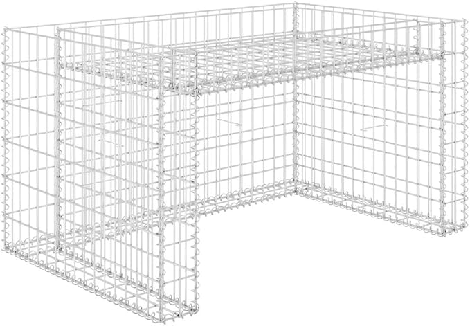 Lawn Mower Garage with Raised Bed, Robotic Mower Shelter for Garden, Outdoor Steel Wire Storage Shed, 43.3 x 31.5 x 23.6 Inches, Silver