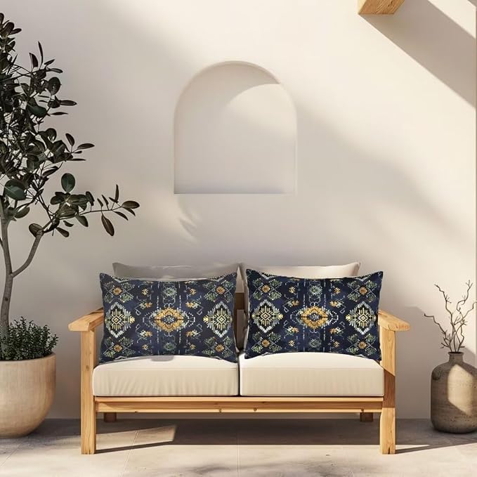 Outdoor Pillows Waterproof Set of 2 Outdoor Pillow Covers 28x36 Inch, Vintage Throw Pillows Bohemian Pillow Covers, Garden Decorative Pillows Outdoor Pillows for Patio Furniture Car Home Decor -hs396