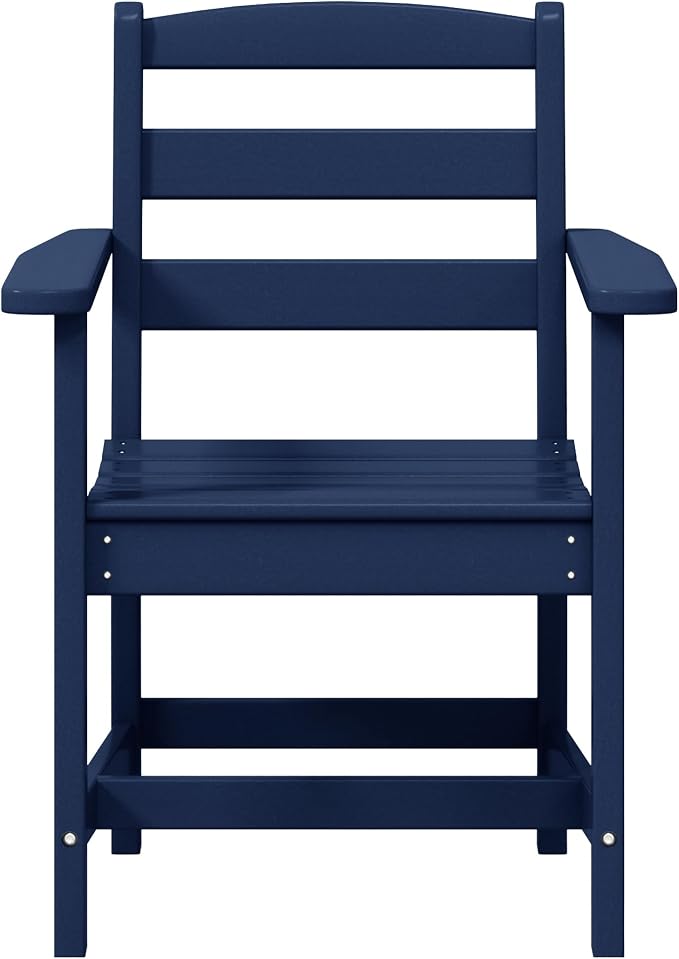 WestinTrends Ashore Outdoor HDPE Patio Classic Dining Arm Chair, Navy Blue