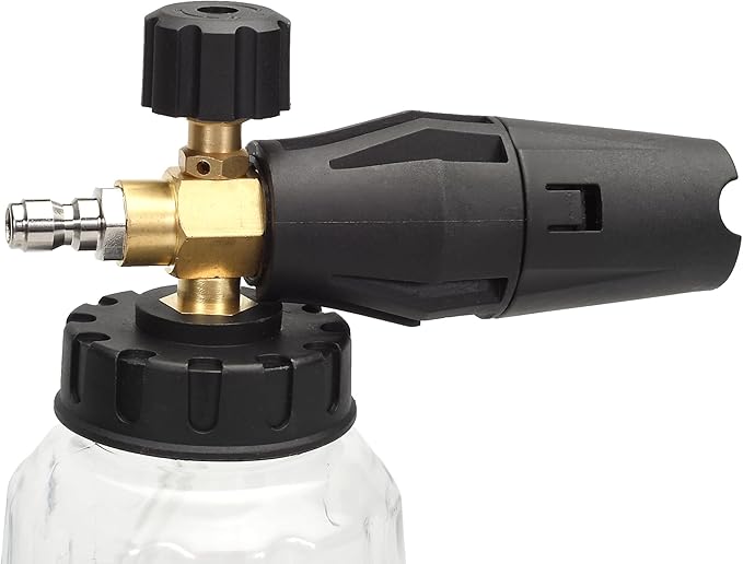 Professional Foam Cannon for Pressure Washer – Wide Mouth Snow Foam Lance with Adjustable Spray Pattern – Heavy Duty Car Wash Soap Dispenser – 1/4" Quick Connector (Clear, 1 Liter)