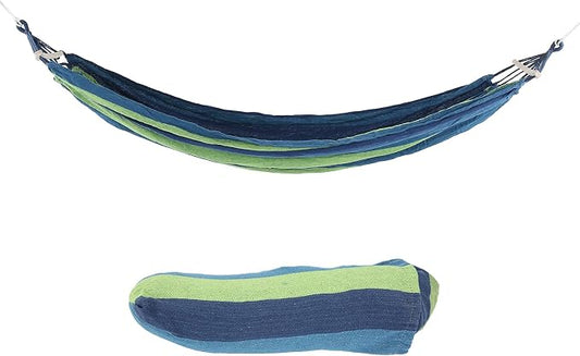 Camping Hammock with Hardwood Spreader Bar, Portable Outdoor Travel Hammock, Lightweight Canvas Hammock for Hiking Backpacking and Backyard Relaxation