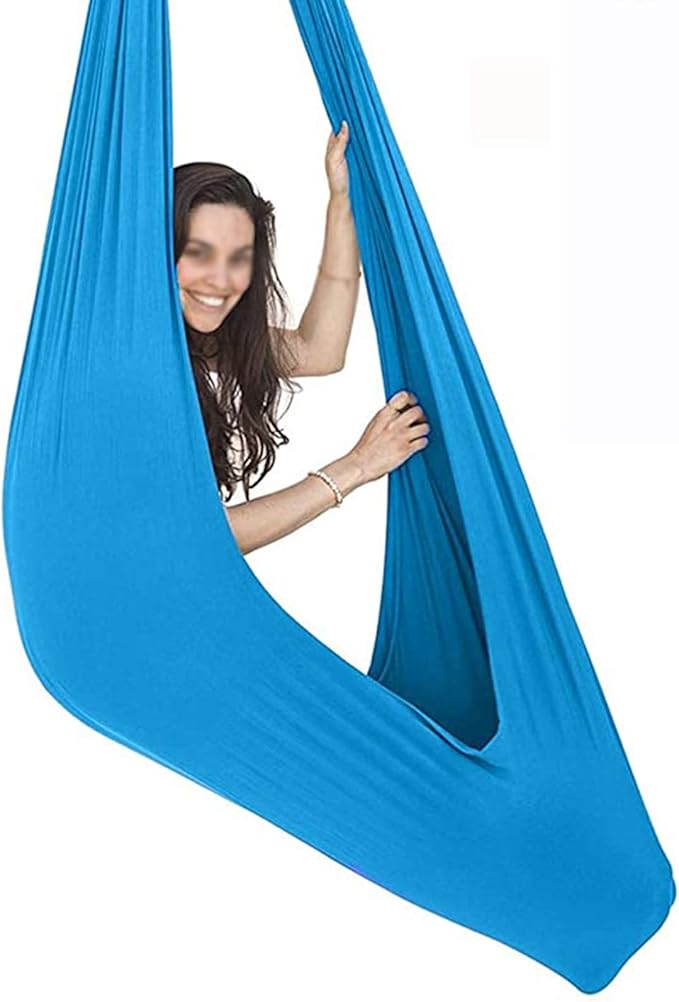Kids Indoor Swing Outdoor Cuddle Hammock Sensory Swings Chair Child Adult ADHD Therapy Soft Elastic Parcel Steady Seat Swing (Color : Sky Blue, Size : 100 x 280 cm)
