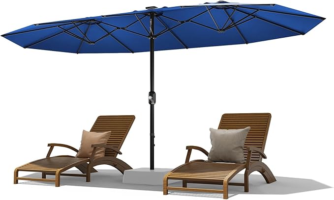 13ft Patio Umbrella with Double Canopy, Commercial Grade Extra Large Outdoor Market Umbrella for Patio Table, Pool & Backyard, Heavy Duty Aluminum Pole & Fiberglass Ribs, Parasol-Style Fabric, No Base