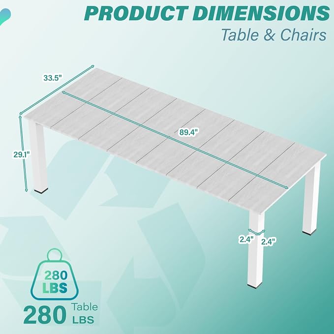 LOUNZY HDPE Outdoor Dining Table for 8&10