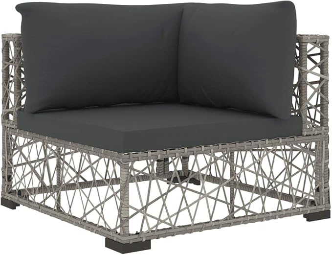 Patio Lounge Set with Cushions,Outdoor Furniture,Outdoor Furniture Sets,Patio Conversation Sets,for Garden,Deck,Backyard,5 Piece Poly Rattan Gray