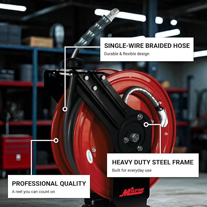 3/8" x 50' All-In-One Pressure Washer Dual-Arm Hose Reel (single wire-braided hose) - 4,000 PSI