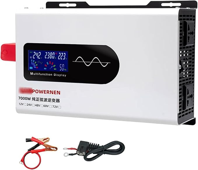 Power Inverter Pure Sine Wave 7000W/8000W/9000W/10000W/12000W/15000W/20000W Peak DC12V/24V/48V/60V/72V to AC 110V/230V 240V Car Converter with Voltage Display & AC outlets(7000W,12Vto110V)