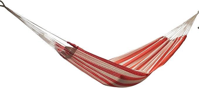 Handwoven Mayan Hammock La Casa de la Hamaca - 100% Cotton Indoor & Outdoor Use Premium Artisan Craft from Mexico (Orange, Large)