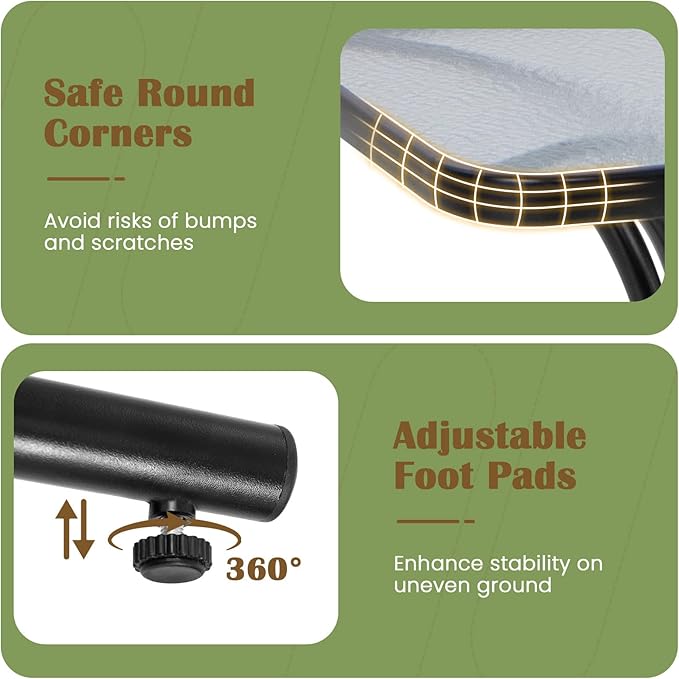 Giantex Small Outdoor Side Table with Tempered Glass Top Set of 2, Heavy-Duty Metal Frame, 110 Lbs Capacity, Square Patio Table for Balcony, Porch, Backyard, Deck, Black