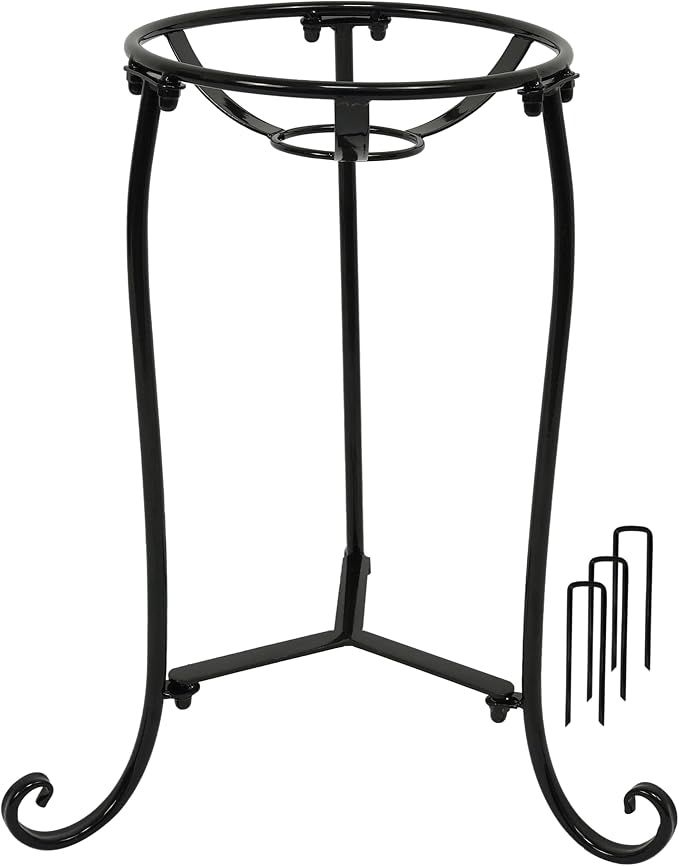 16" Tall Gazing Ball Stand for 10-12 inch Balls, Black Metal Gazing Globe Display Holder Stands for Outdoor Garden Clearance, 9" L x 9" W x 16" H