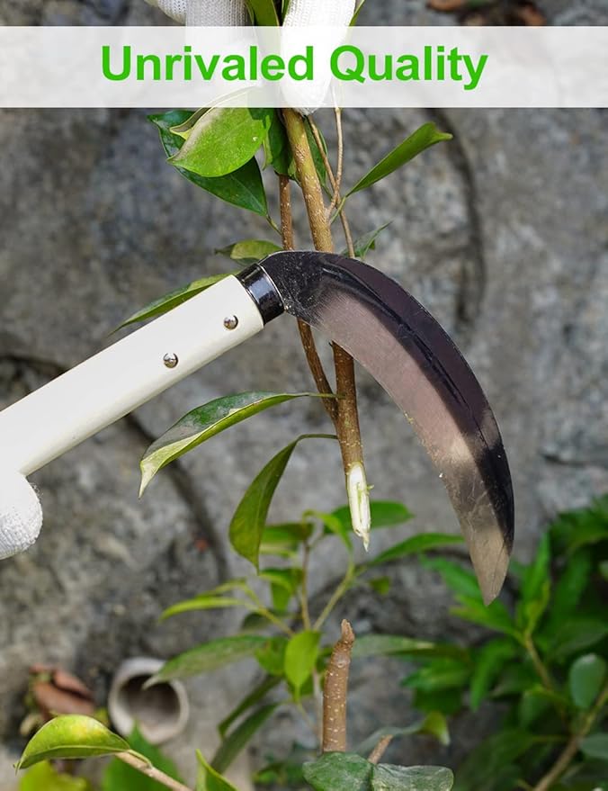 TOYPOPOR Carbon Steel Grass Sickle, 15'' Japanese Gardening Weeding Weeder, Garden Hand Tool, Farming Weed Remover, Scythe Blade Cutter, Manual Mowing Blade Cutter, Thick Blade Gardening Quick Work