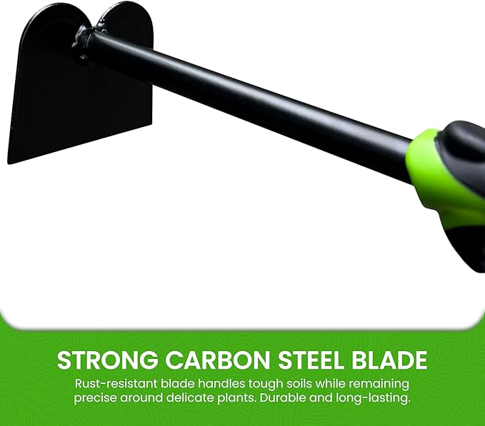 Garden Guru Hand Hoe Tiller Cultivator Tool - Carbon Steel for Ultimate Strength - Rust Resistant - Ergonomic Handle - Great for Gardening Digging Tilling Planting Cultivating Loosening (2 Pack)