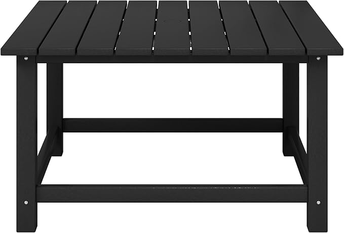 Costaelm Patio Conversation Set, 5 Piece Balcony Furniture, Small Patio Firepit Furniture Outdoor Adirondack Square Coffee Table and Chair for Backyard Lawn Porch Pool Garden, Black
