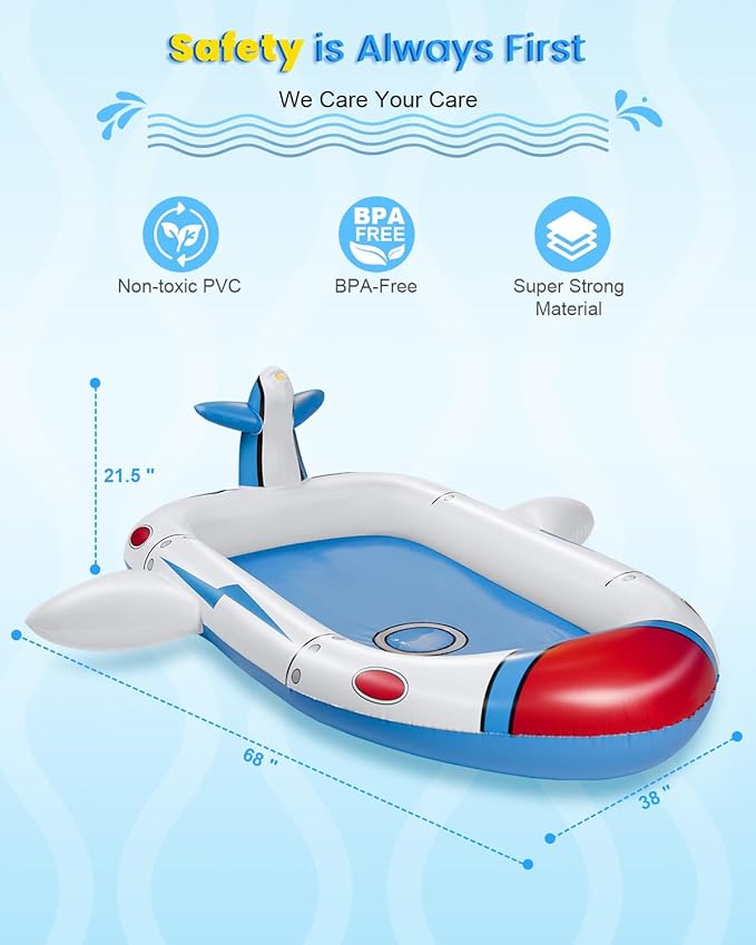 Kiddie Pool Splash Pad for Kids (68") | 3-in-1 Inflatable Sprinkler Pool for Toddlers Ages 3-8, Backyard Water Play Mat, Outdoor Summer Wading Pool for Boys & Girls