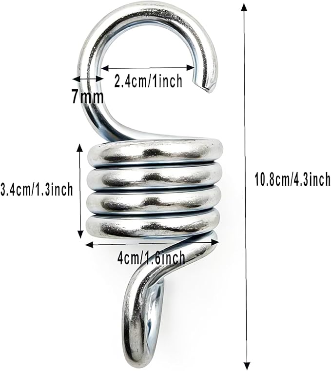 Markeny 2PCS Hammock Spring，Markeny Hardened Galvanized Steel Extension Spring Coil 600lb Support for Hanging Hammock Chairs
