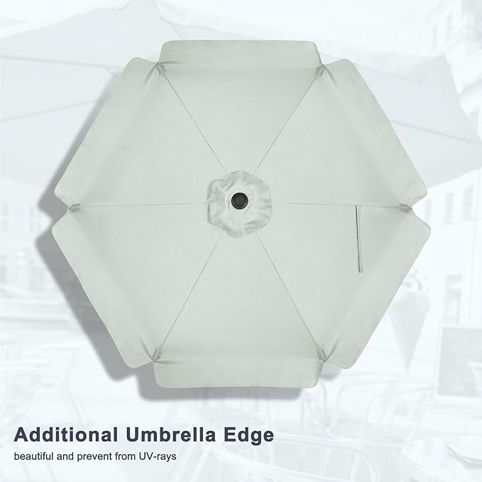 MASTERCANOPY 7.5ft Patio Umbrella with Valance, Crank and Tilt – 6 Ribs Outdoor Market Umbrella, UV/Fade Resistant, Waterproof Canopy with Wind Vent for Garden, Deck, Backyard, Pool (Light Gray)