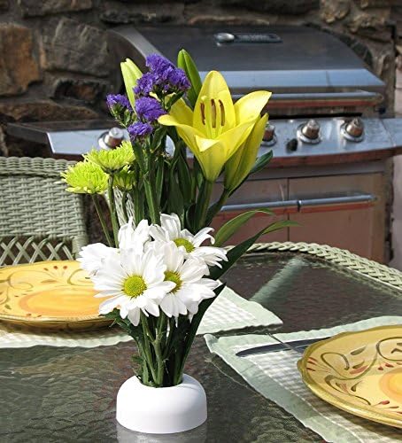 Flower Vase Patio Table Umbrella Hole Insert, White