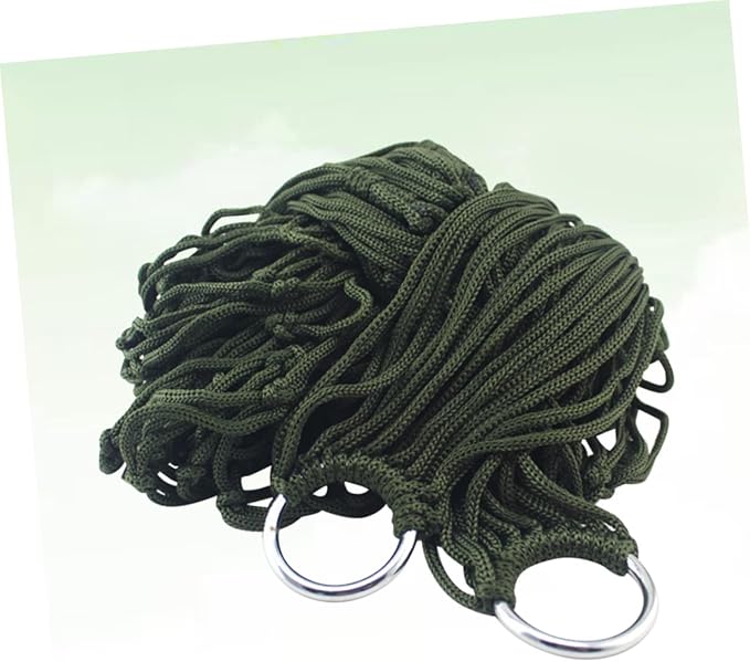 Outdoor Portable Nylon Hammock Mesh Swing Bed for Camping Hiking and Picnics Lightweight and Easy to Carry for Relaxation Green