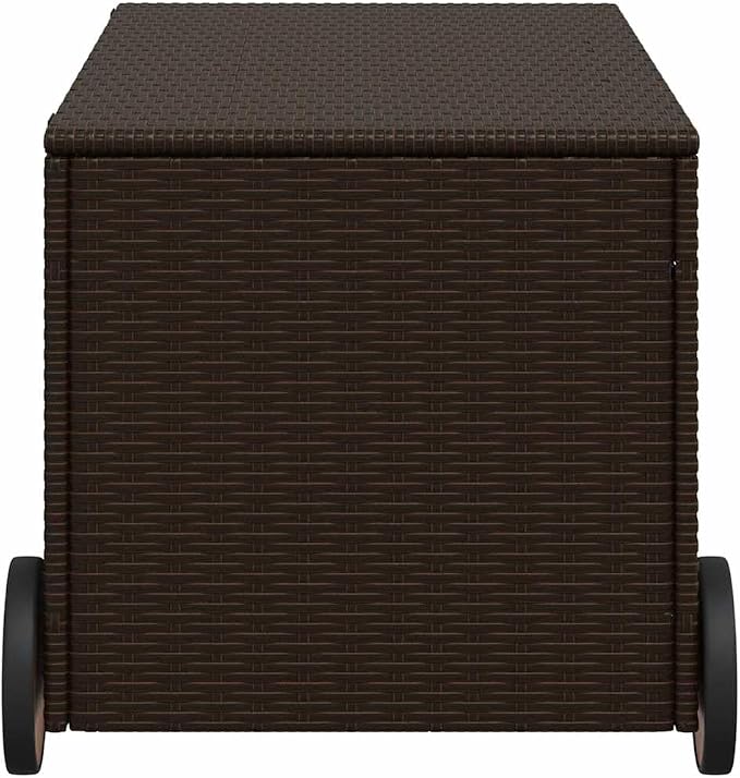 Modern Woven Design Outdoor Storage Box Brown PE Rattan Medium Capacity Garden Storage for Cushions Outdoor Box for Patio Furniture UV Resistant PE Rattan