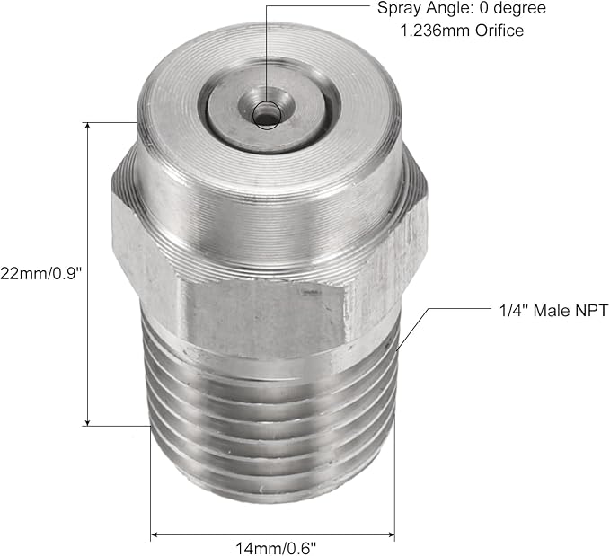 uxcell 6 Pcs Pressure Washer Tip 1/4" Male NPT Threaded Spray Nozzles Stainless Steel for Water Gun Water Broom and Undercarriage Cleaner (0 Degree, 1.236mm Orifice)