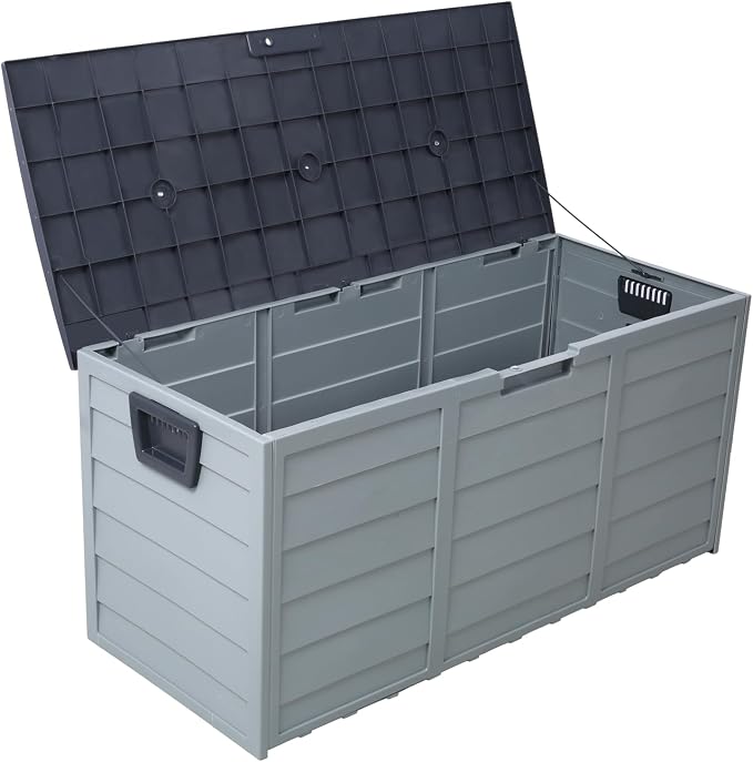 75 Gallon Resin Deck Box for Outdoor Storage Plastic Gray