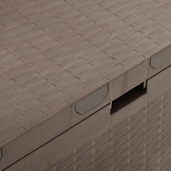 Large Outdoor Storage Box Brown 44.9x18.5x23.6 Inches, Waterproof Patio Furniture Covers Organizer for Pillows Blankets Cushions, Durable PP Plastic Deck Box with Lockable Lid for Garden Backyard