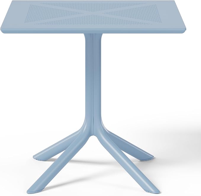 Costaelm Patio Dining Table for 4, Square PP Patio Table, 4-Person Weather Resistant Porch Tables for Outside Poolside Deck Lawn Garden Backyard, French Blue