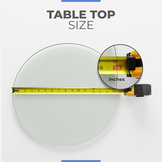 16 Inch Round Tempered Flat Polished Edge Glass Table Top -1/2” Thick Round Glass Table Top–Heavy Duty, Dining, Coffee, and Office Tables by Fab Glass and Mirror