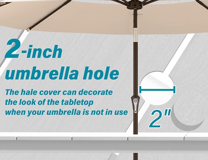 Ayge 9-Piece Outdoor Dining Set – HDPE Patio Furniture for 8 with 2" Hole Cut-Out Table & 8 Chairs, Perfect for Pool, Patio, Garden, White