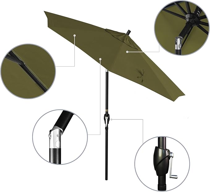 California Umbrella 7.5' Round Aluminum Market Umbrella, Crank Lift